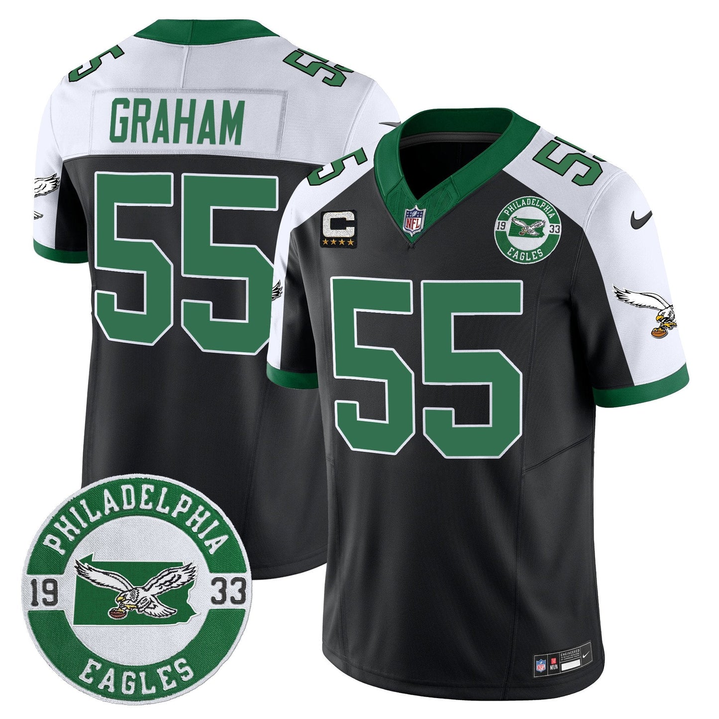 Philadelphia Eagles 2024 Throwback Vapor Limited Jersey - Est. 1933 Patch - All Stitched
