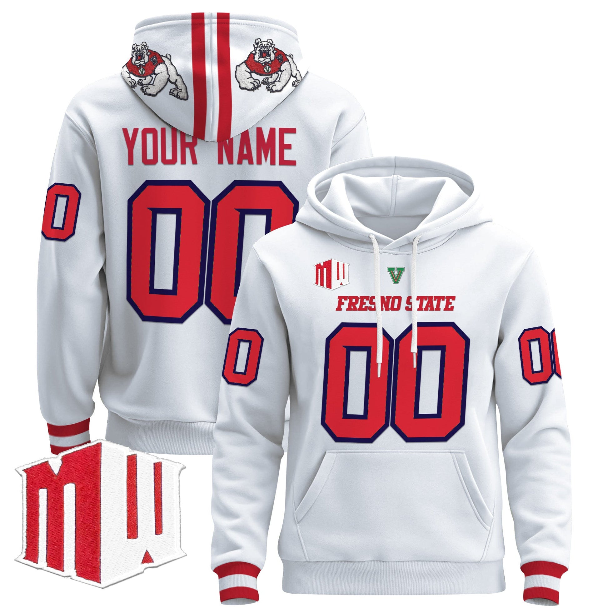 Fresno State Bulldogs 2024 Custom Pullover Hoodie - All Stitched