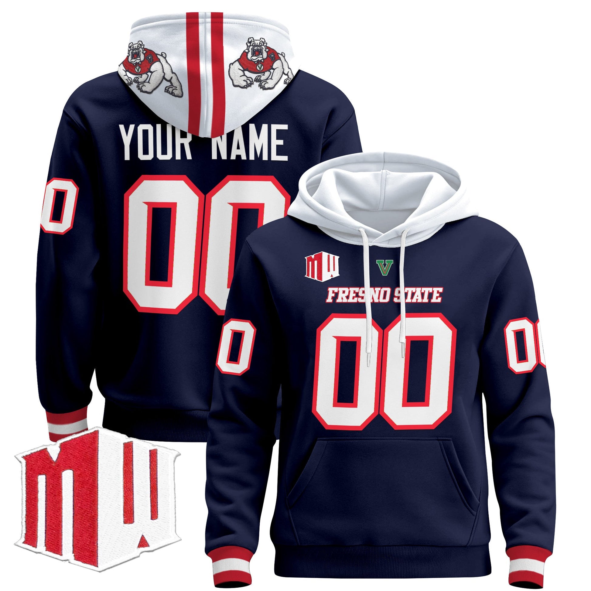 Fresno State Bulldogs 2024 Custom Pullover Hoodie - All Stitched