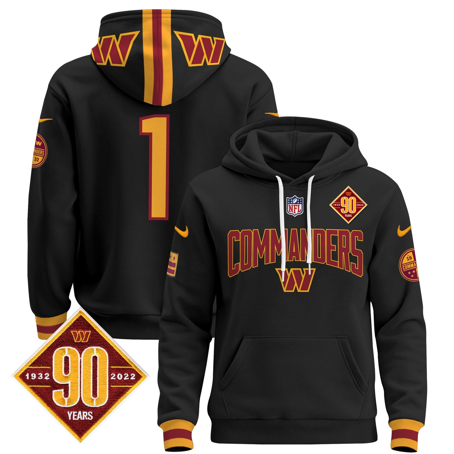 Washington Commanders 2024 Pullover Hoodie V2- All Stitched