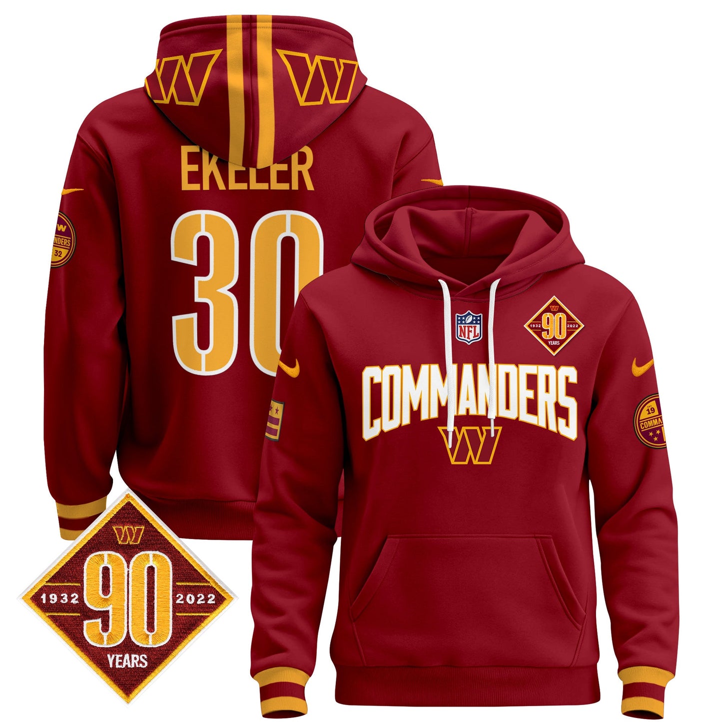 Washington Commanders 2024 Pullover Hoodie V2- All Stitched