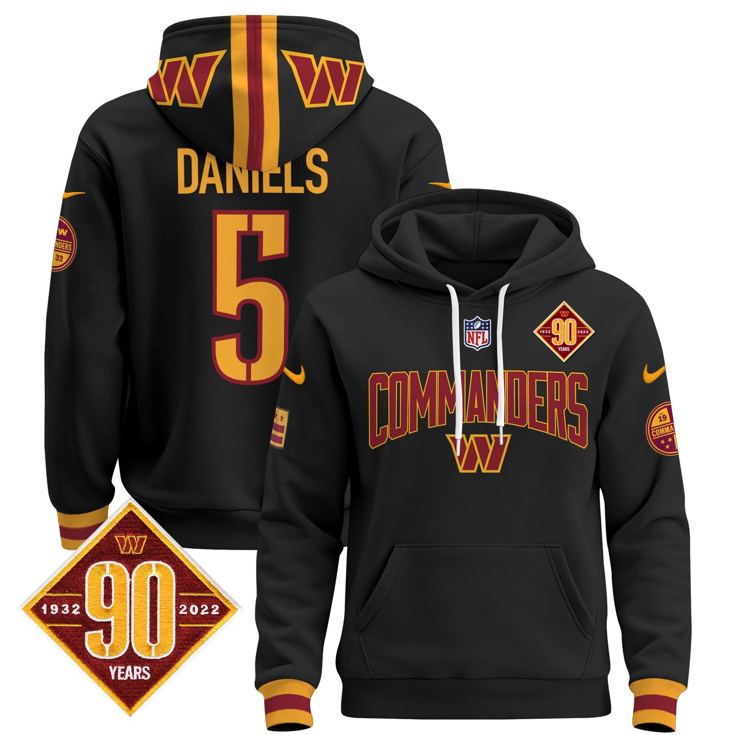 Washington Commanders 2024 Pullover Hoodie V2- All Stitched