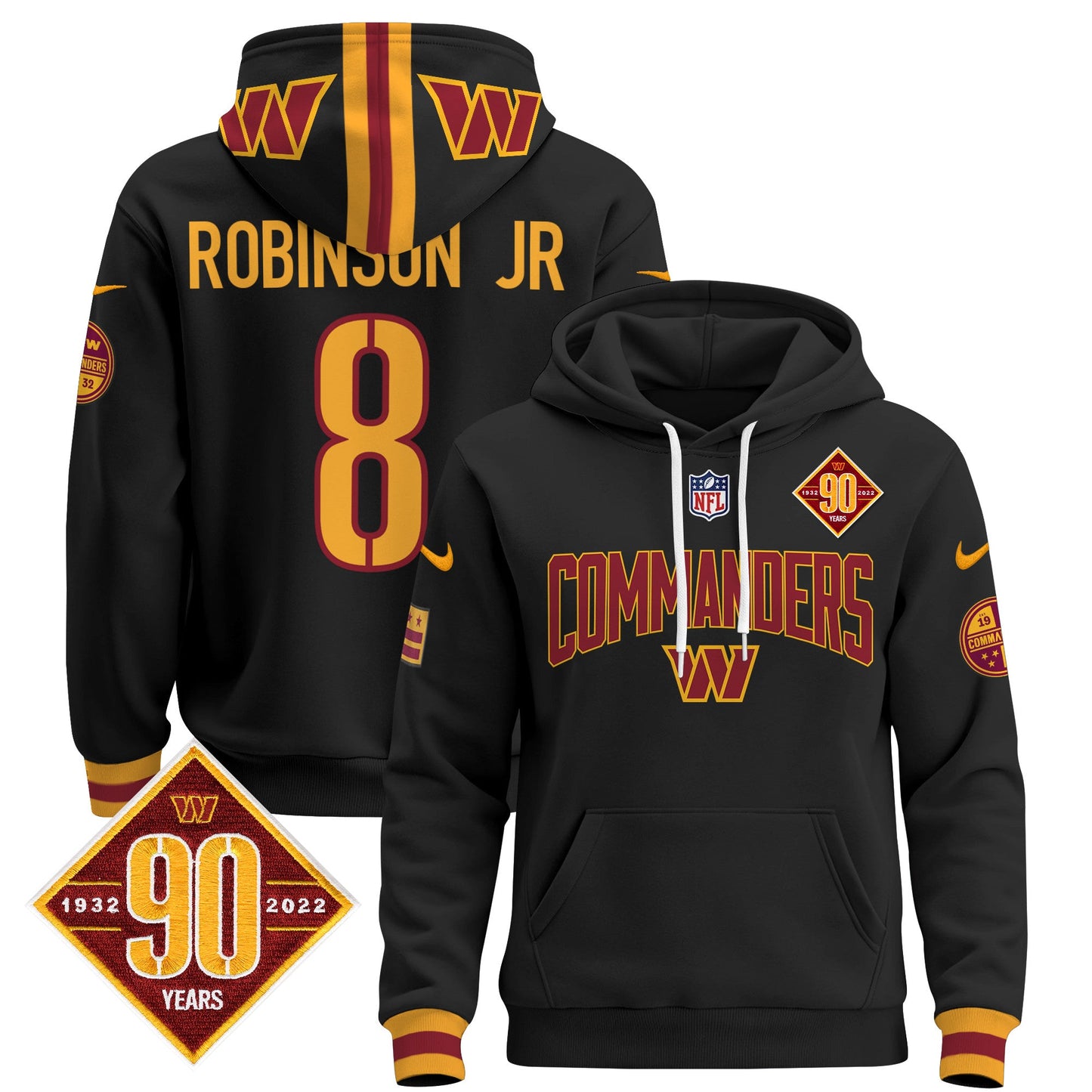 Washington Commanders 2024 Pullover Hoodie V2- All Stitched