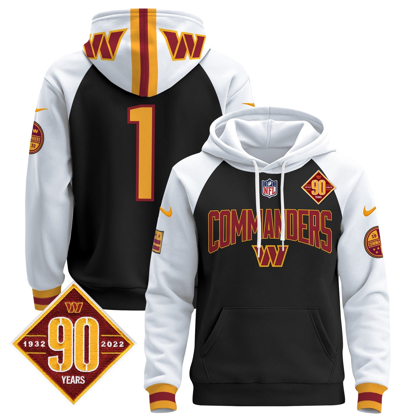 Washington Commanders 2024 Pullover Hoodie V2- All Stitched