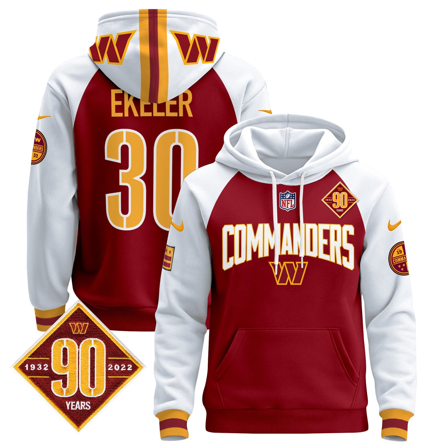 Washington Commanders 2024 Pullover Hoodie V2- All Stitched