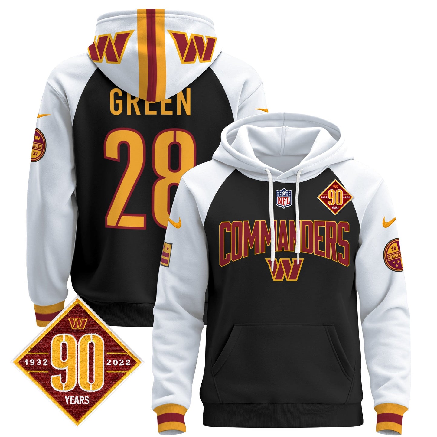 Washington Commanders 2024 Pullover Hoodie V2- All Stitched