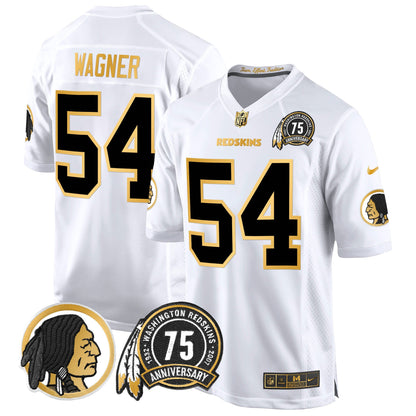 Men's Washington Redskins 75th Patch Throwback Gold Game Jersey - All Stitched