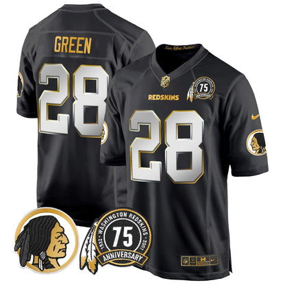 Men's Washington Redskins 75th Patch Throwback Gold Game Jersey - All Stitched