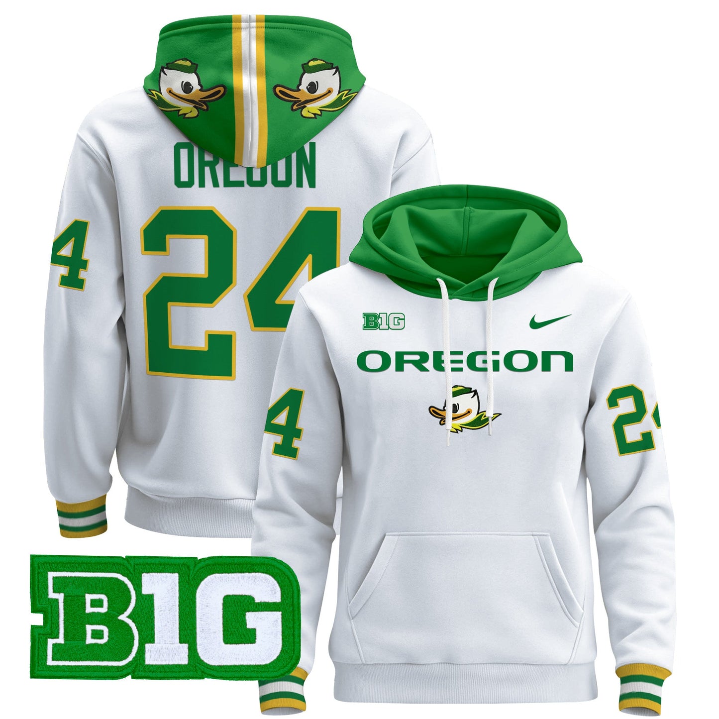Oregon Ducks 2024 Pullover Hoodie V2- All Stitched