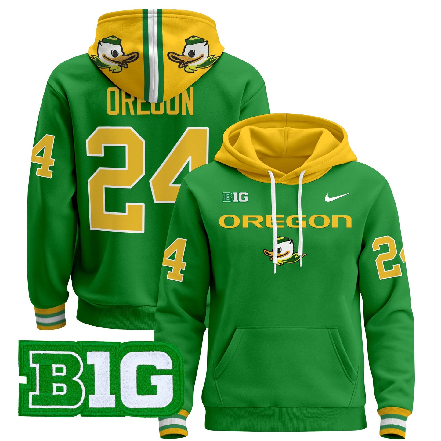 Oregon Ducks 2024 Pullover Hoodie V2- All Stitched