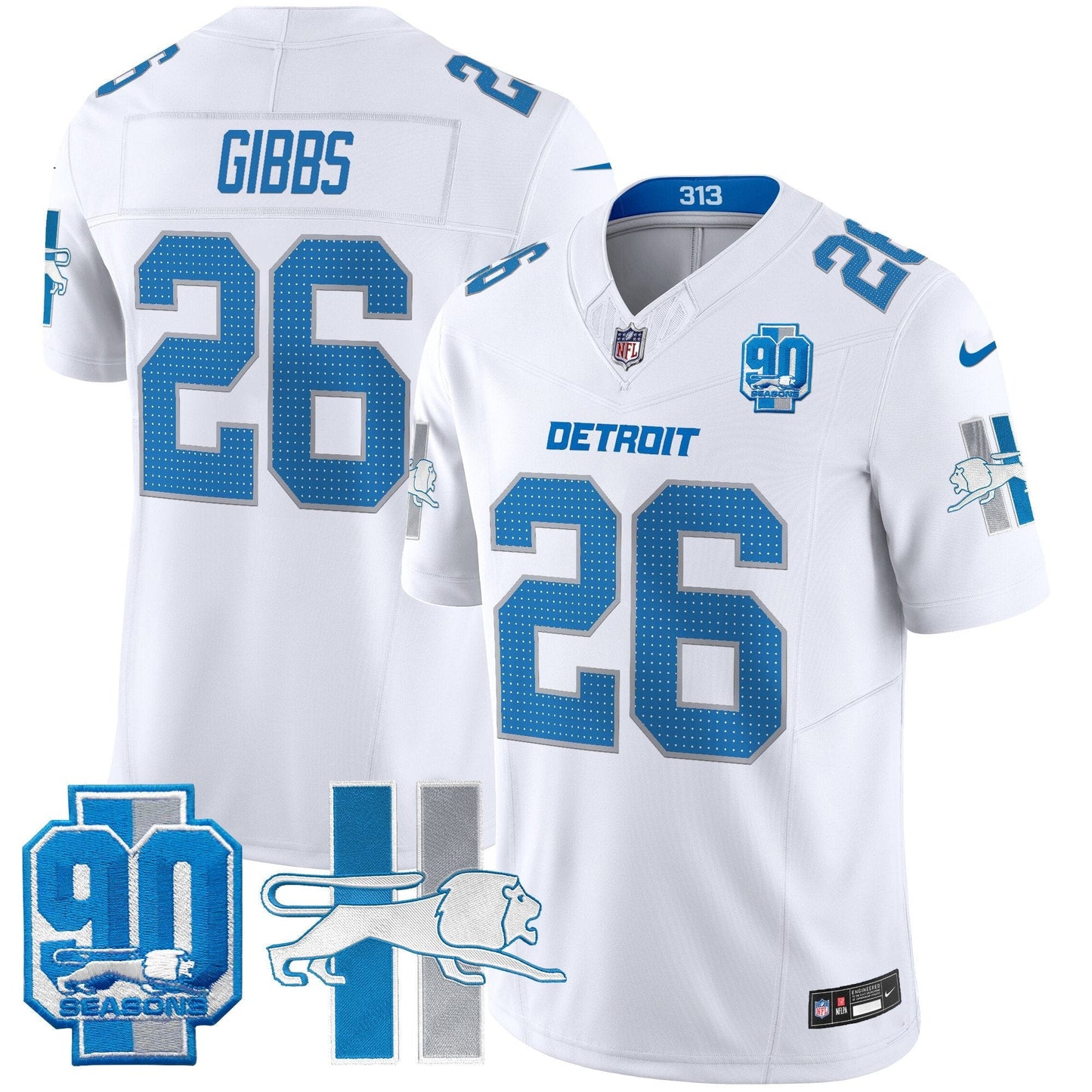 Detroit Lion 1946 Throwback Vapor Limited Jersey - All Stitched