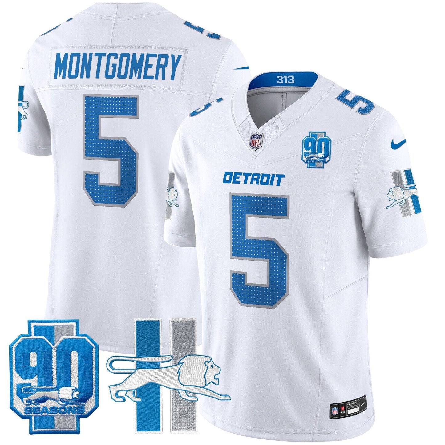Detroit Lion 1946 Throwback Vapor Limited Jersey - All Stitched
