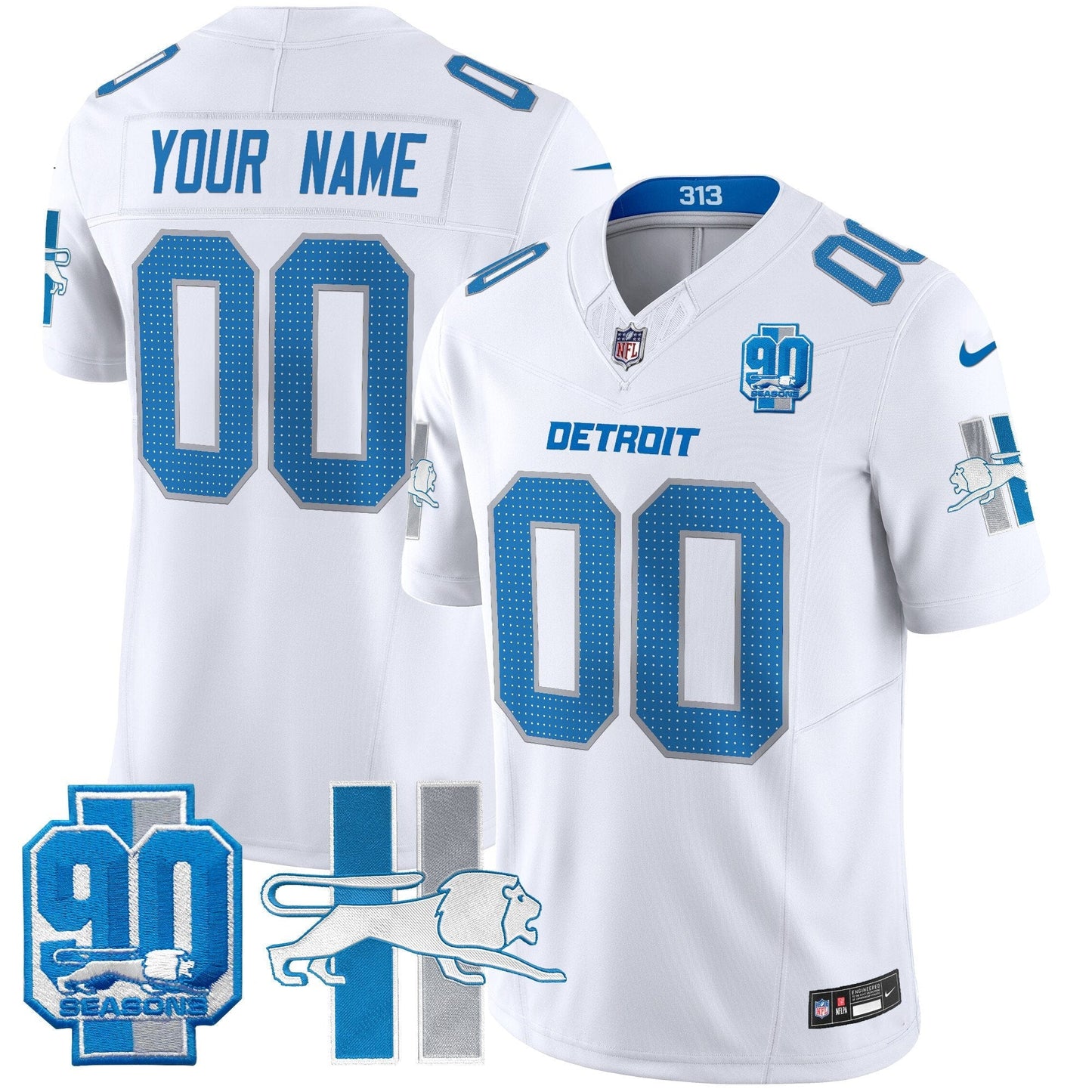 Detroit Lion 1946 Throwback Vapor Limited Custom Jersey - All Stitched