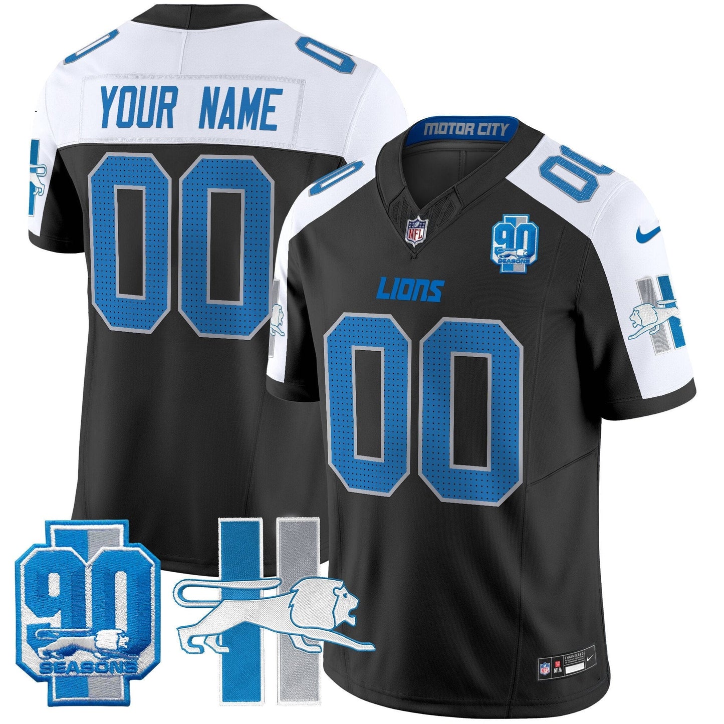 Detroit Lion 1946 Throwback Vapor Limited Custom Jersey - All Stitched