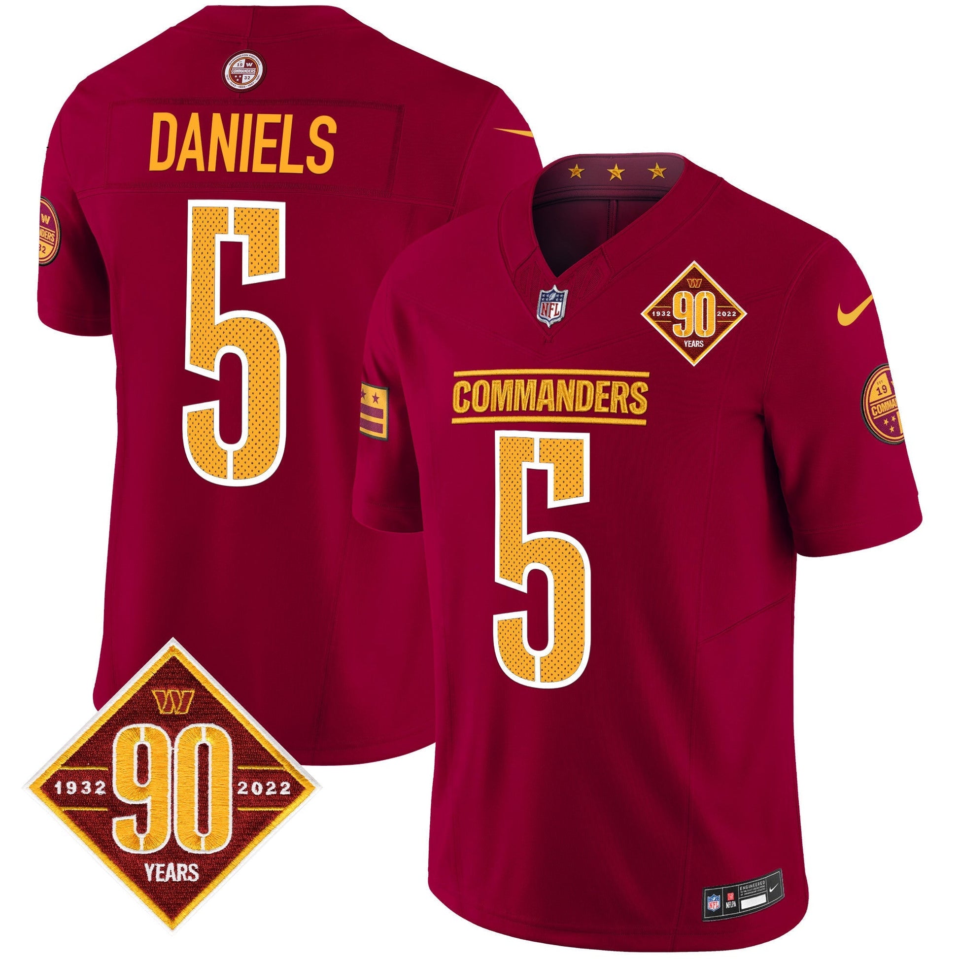 Men's Washington Commanders 90th Anniversary Vapor Limited Jersey V4 - All Stitched