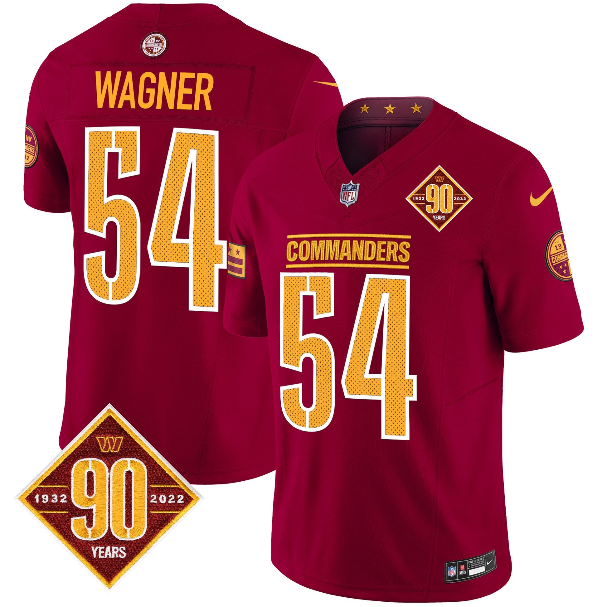 Men's Washington Commanders 90th Anniversary Vapor Limited Jersey V4 - All Stitched