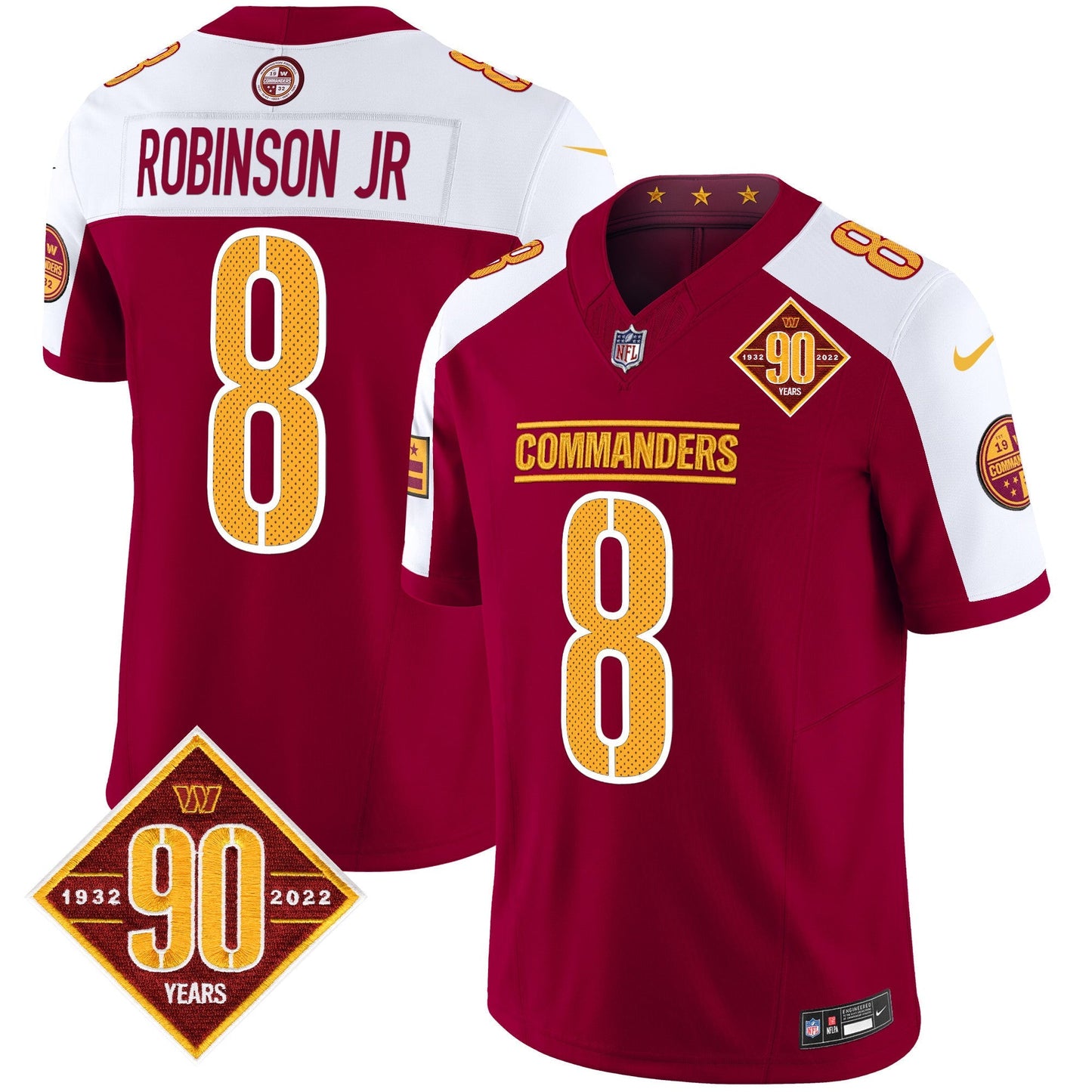 Men's Washington Commanders 90th Anniversary Vapor Limited Jersey V4 - All Stitched