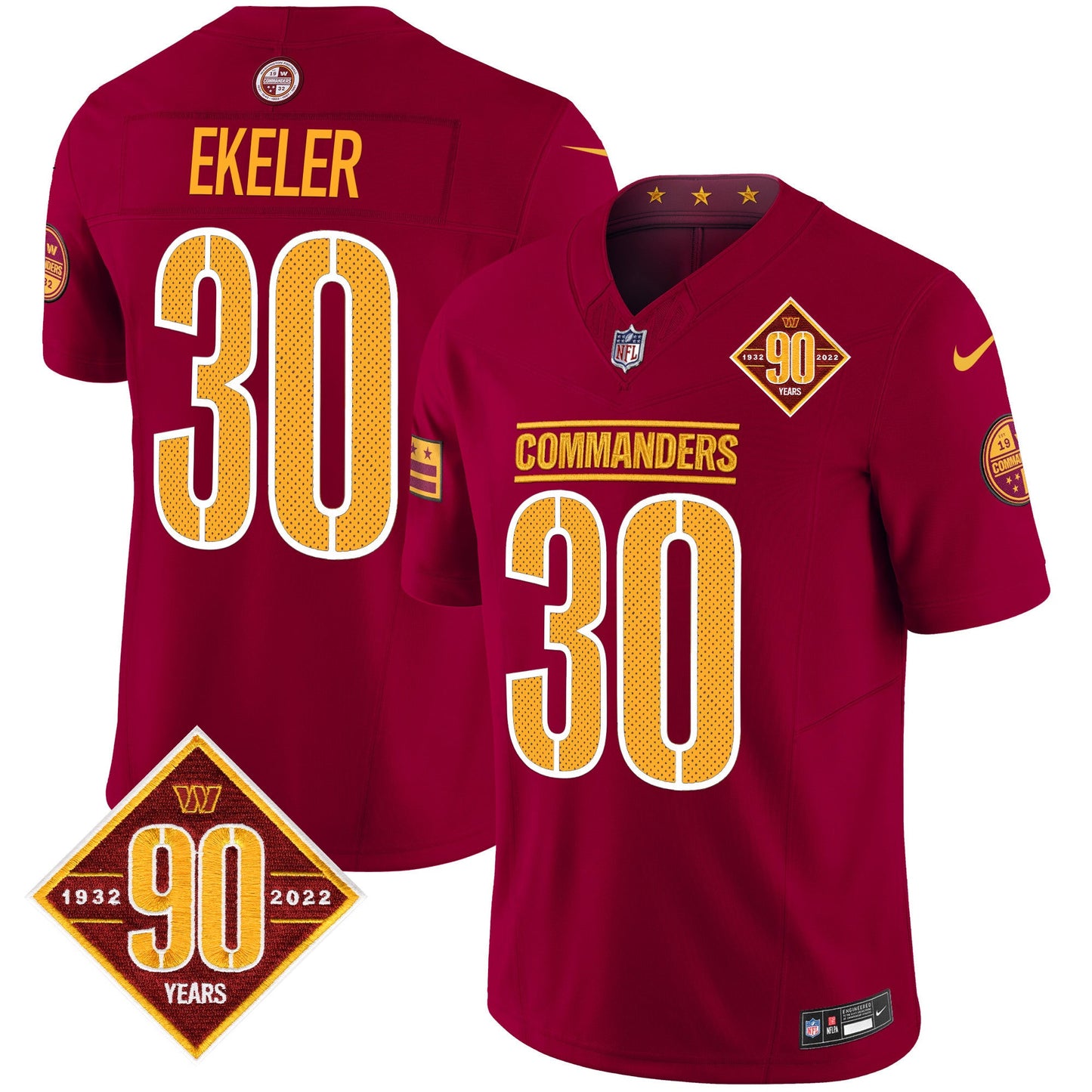 Men's Washington Commanders 90th Anniversary Vapor Limited Jersey V4 - All Stitched