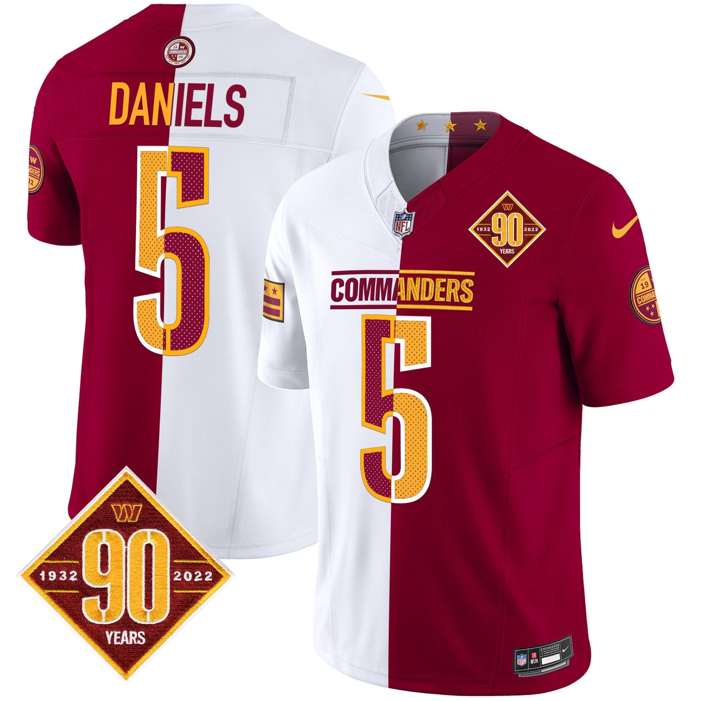 Men's Washington Commanders 90th Anniversary Vapor Limited Jersey V4 - All Stitched