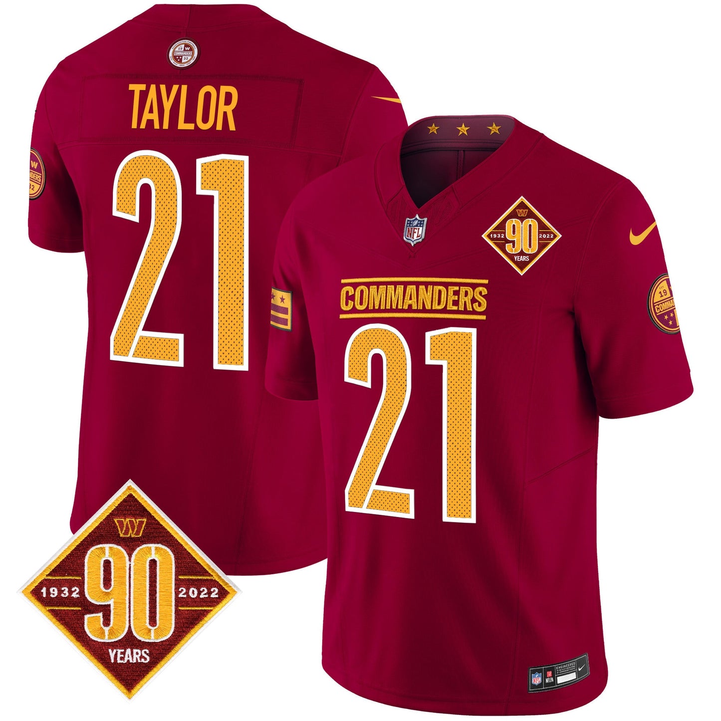 Men's Washington Commanders 90th Anniversary Vapor Limited Jersey V4 - All Stitched