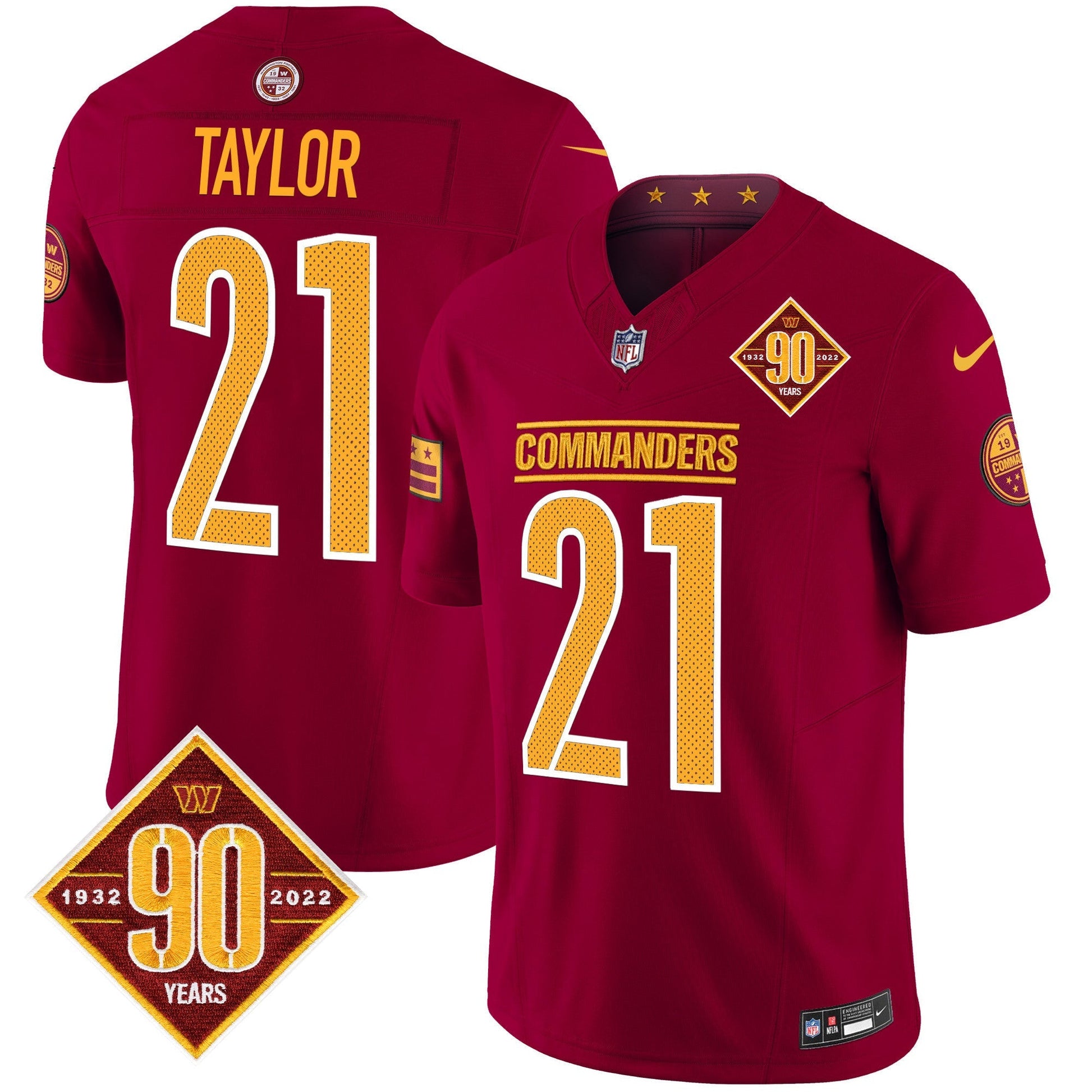 Men's Washington Commanders 90th Anniversary Vapor Limited Jersey V4 - All Stitched