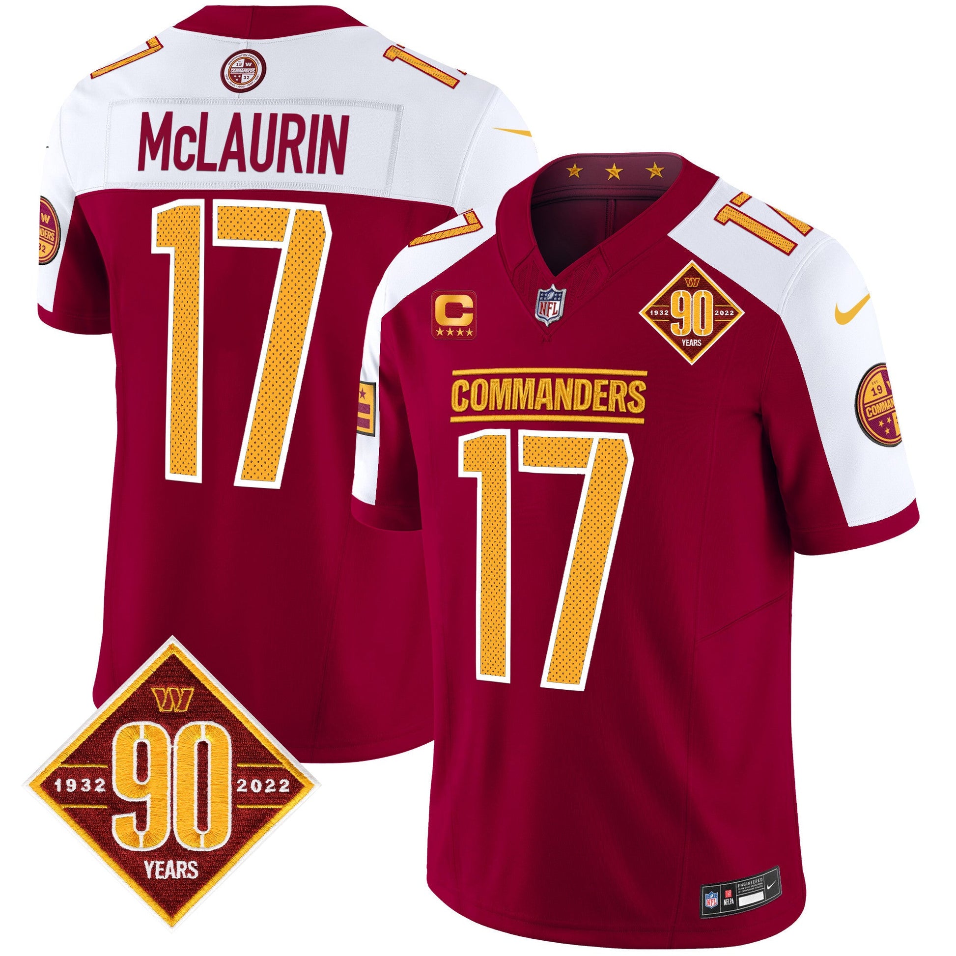 Men's Washington Commanders 90th Anniversary Vapor Limited Jersey V4 - All Stitched