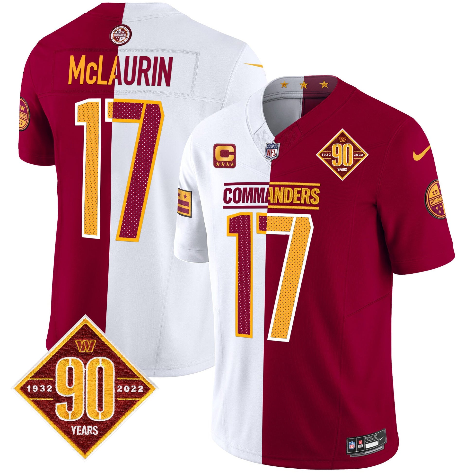 Men's Washington Commanders 90th Anniversary Vapor Limited Jersey V4 - All Stitched