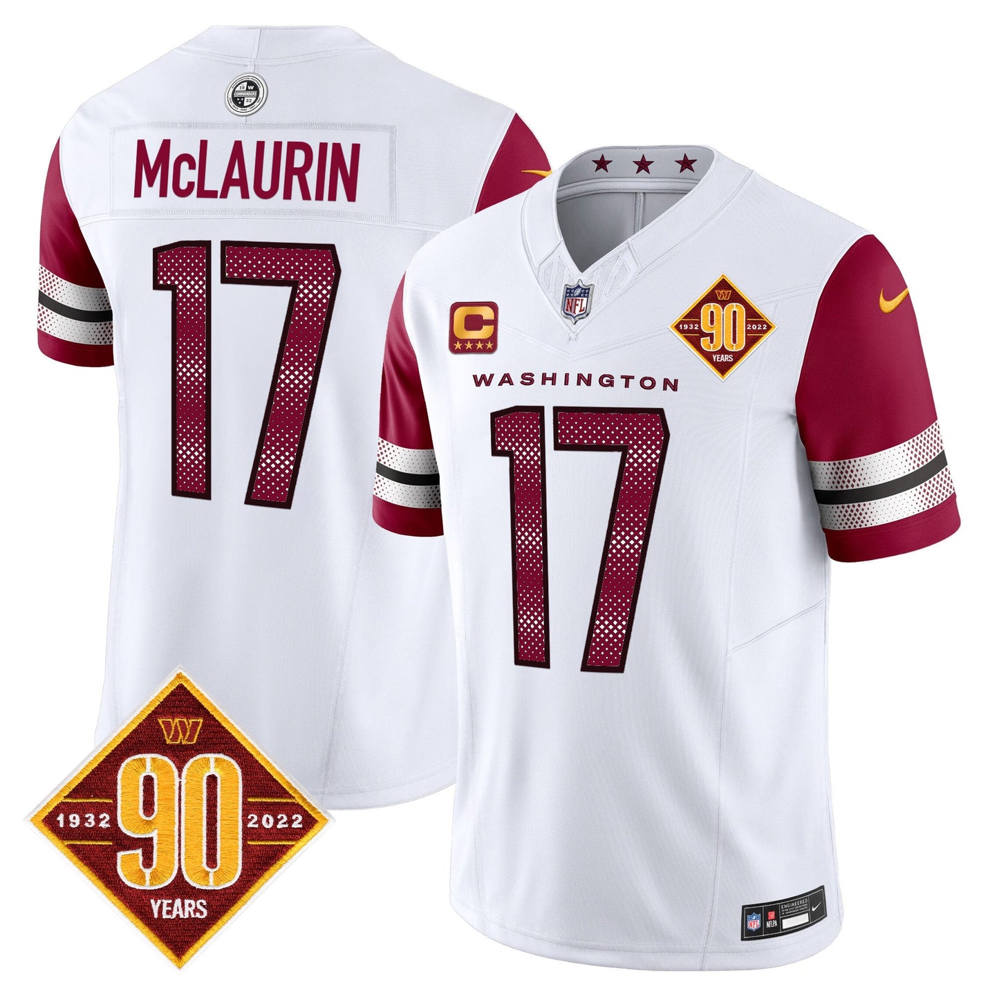 Men's Washington Commanders 90th Anniversary Vapor Limited Jersey V4 - All Stitched