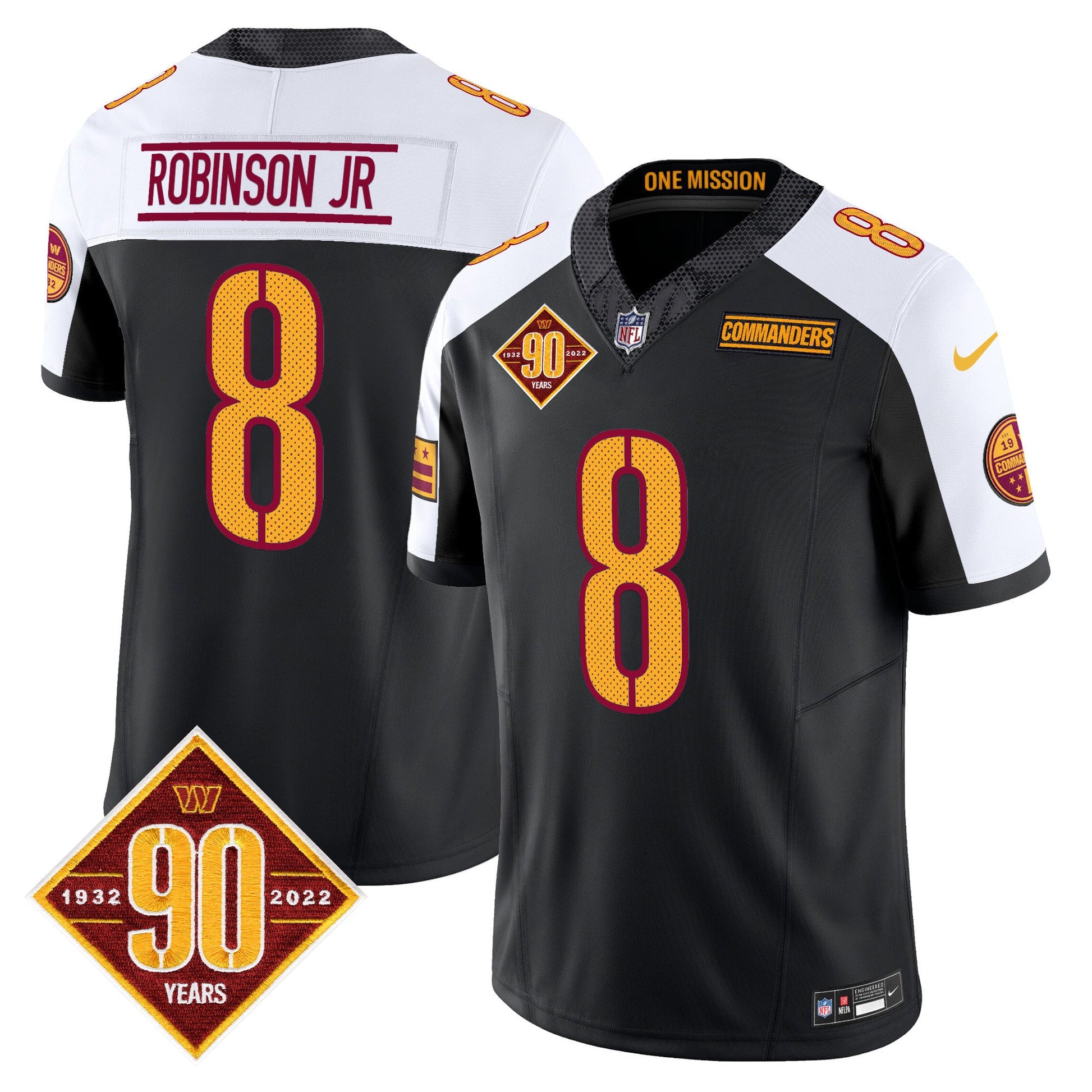 Men's Washington Commanders 90th Anniversary Vapor Limited Jersey V4 - All Stitched