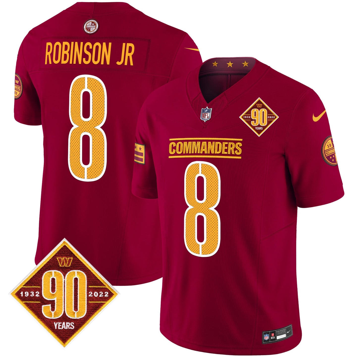 Men's Washington Commanders 90th Anniversary Vapor Limited Jersey V4 - All Stitched