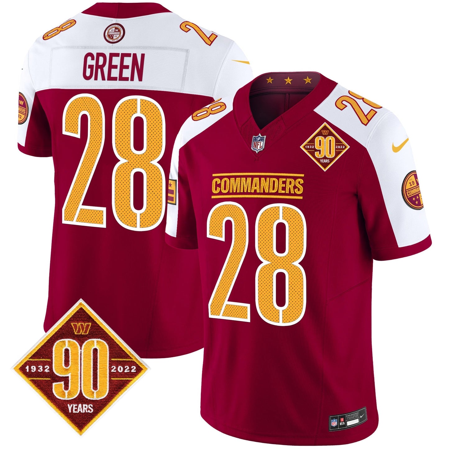 Men's Washington Commanders 90th Anniversary Vapor Limited Jersey V4 - All Stitched