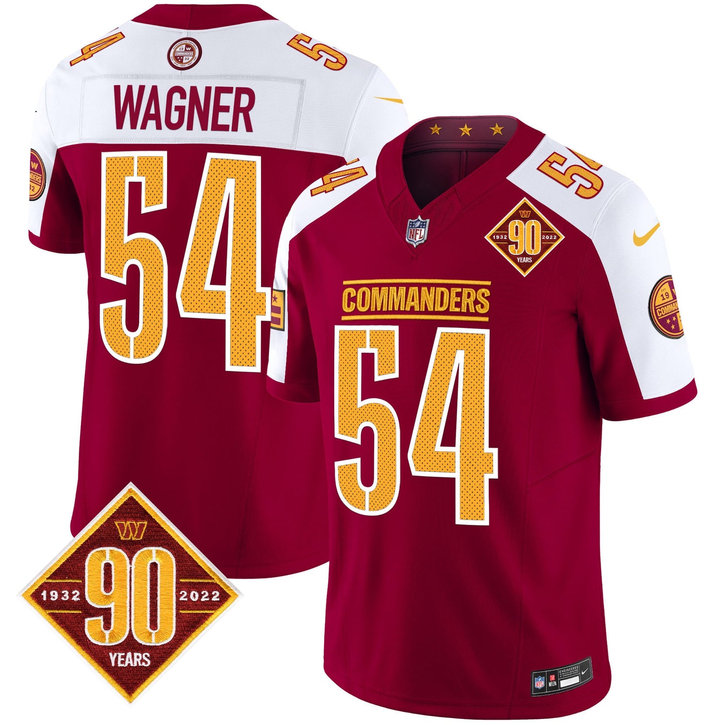 Men's Washington Commanders 90th Anniversary Vapor Limited Jersey V4 - All Stitched