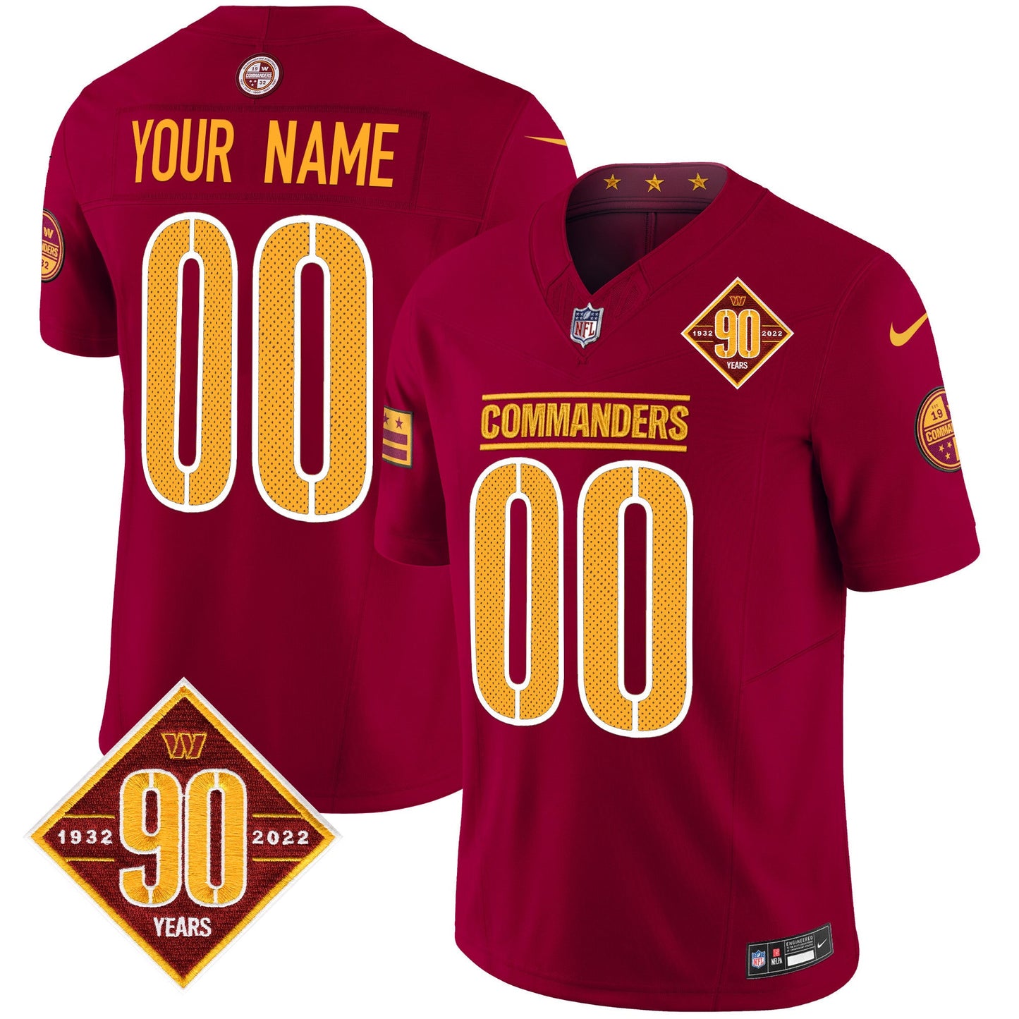 Washington Commanders 90th Anniversary Vapor Limited Custom Jersey V4 - All Stitched