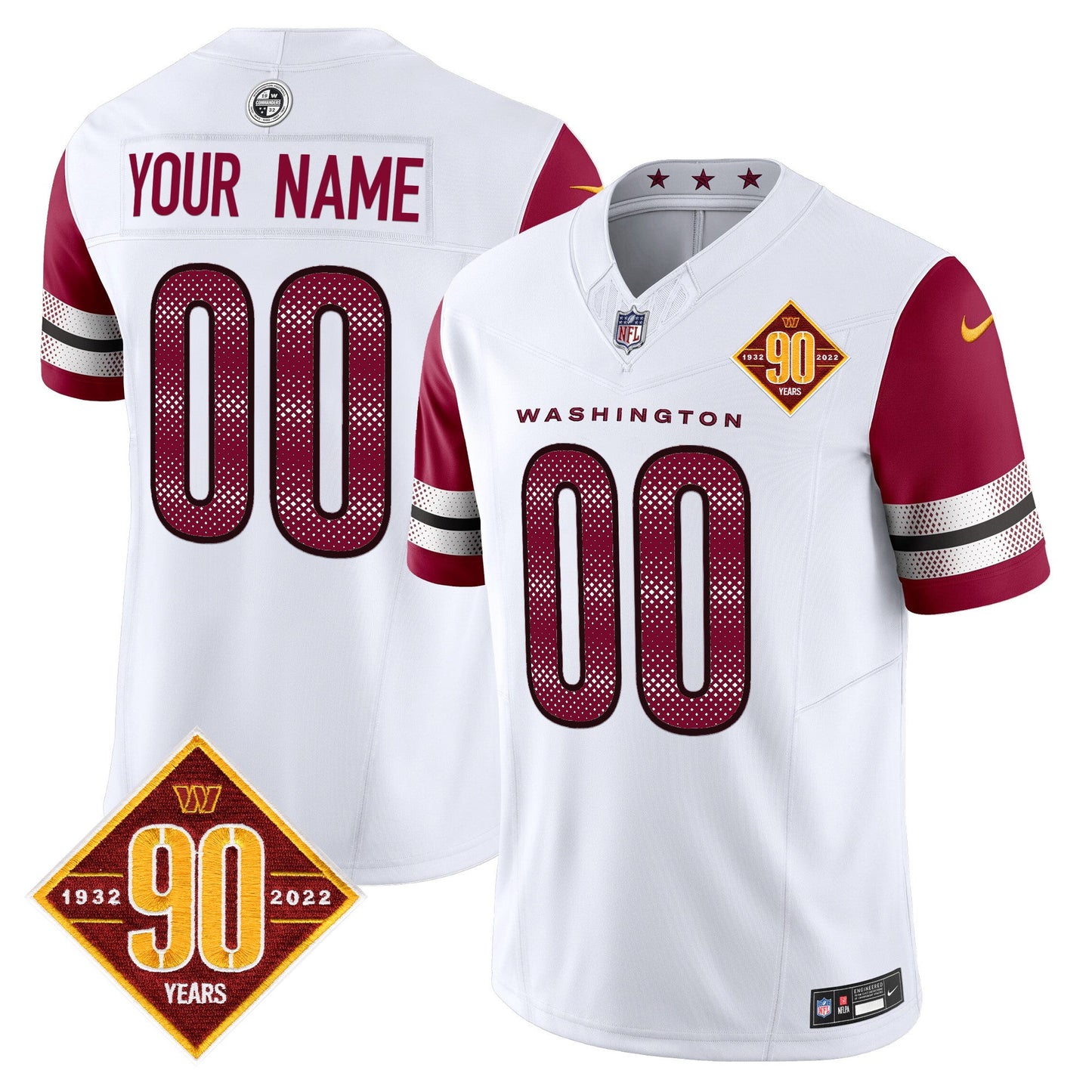 Washington Commanders 90th Anniversary Vapor Limited Custom Jersey V4 - All Stitched