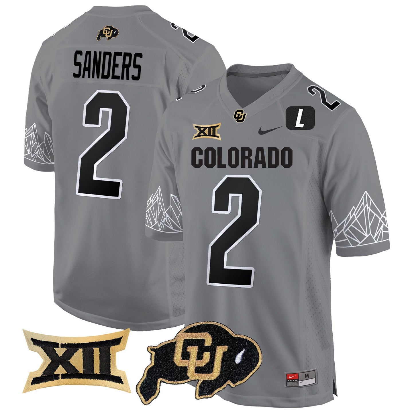 Colorado Buffaloes Big 12 XII Patch Game Jersey - All Stitched