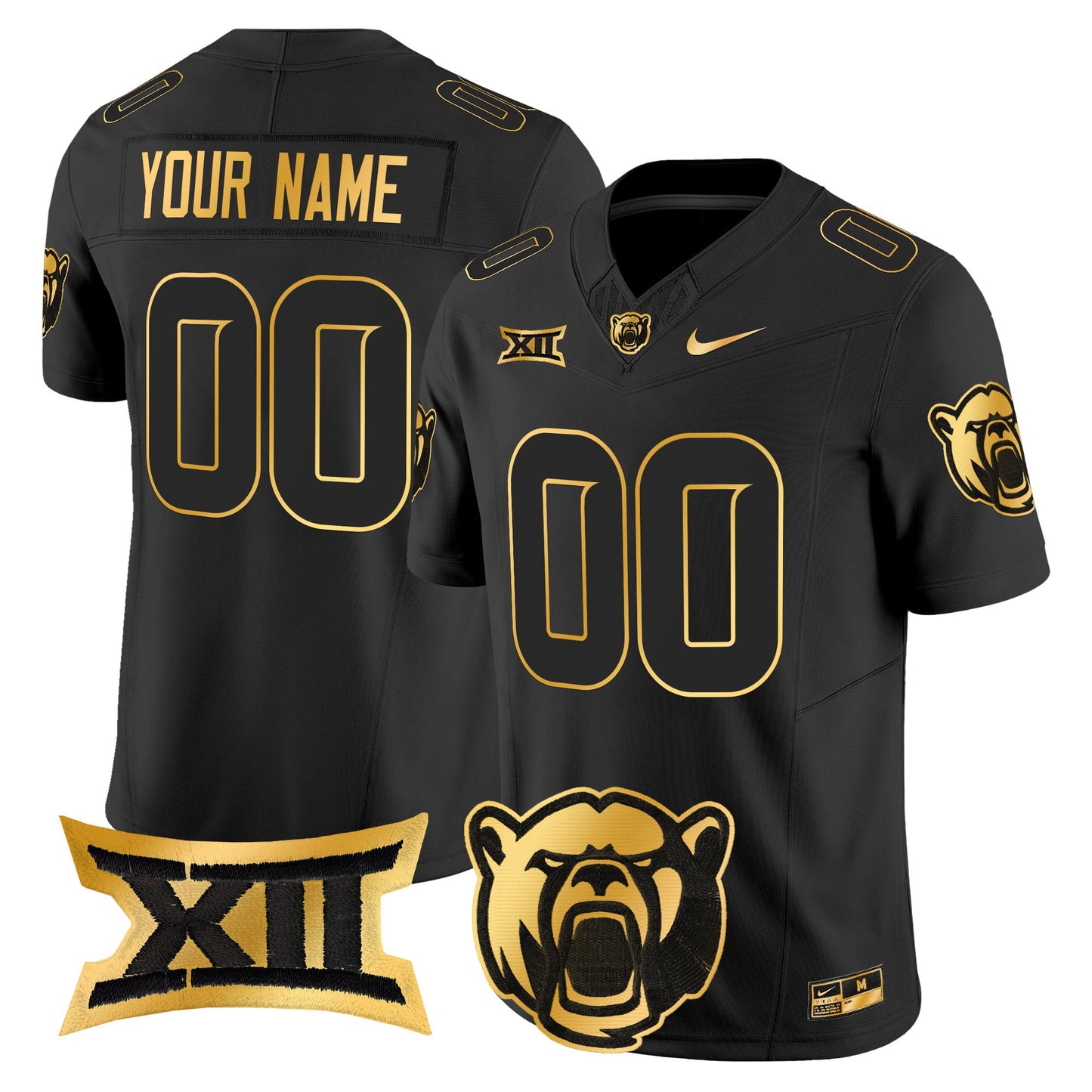 Baylor Bears 2024 Gold Vapor Limited Custom Jersey - All stitched
