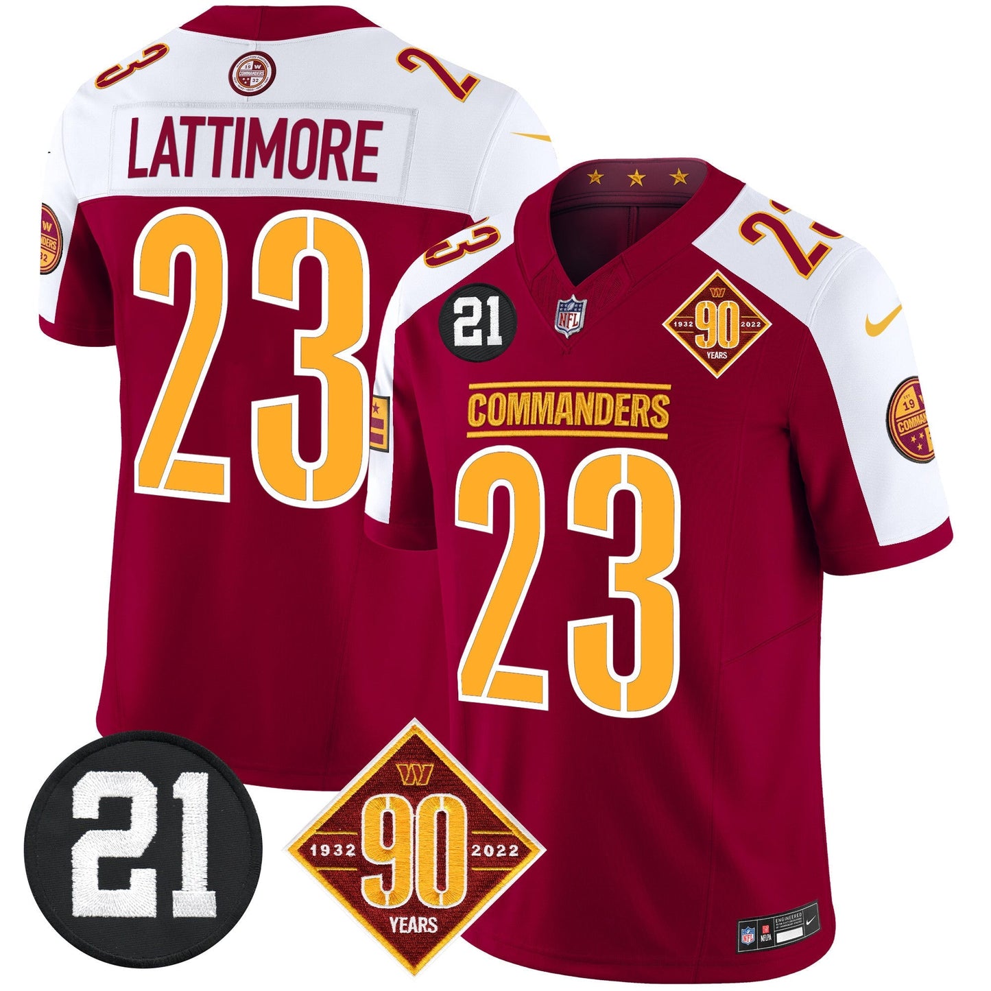 Men's Washington Commanders 90th & Sean Taylor Patch Vapor Limited Jersey - All Stitched