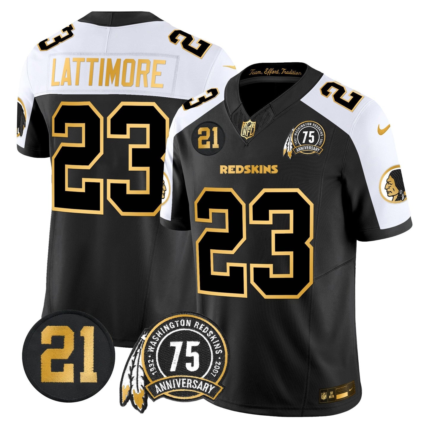 Men's Washington Redskins 75th & Sean Taylor Patch Gold Vapor Limited Jersey - All Stitched