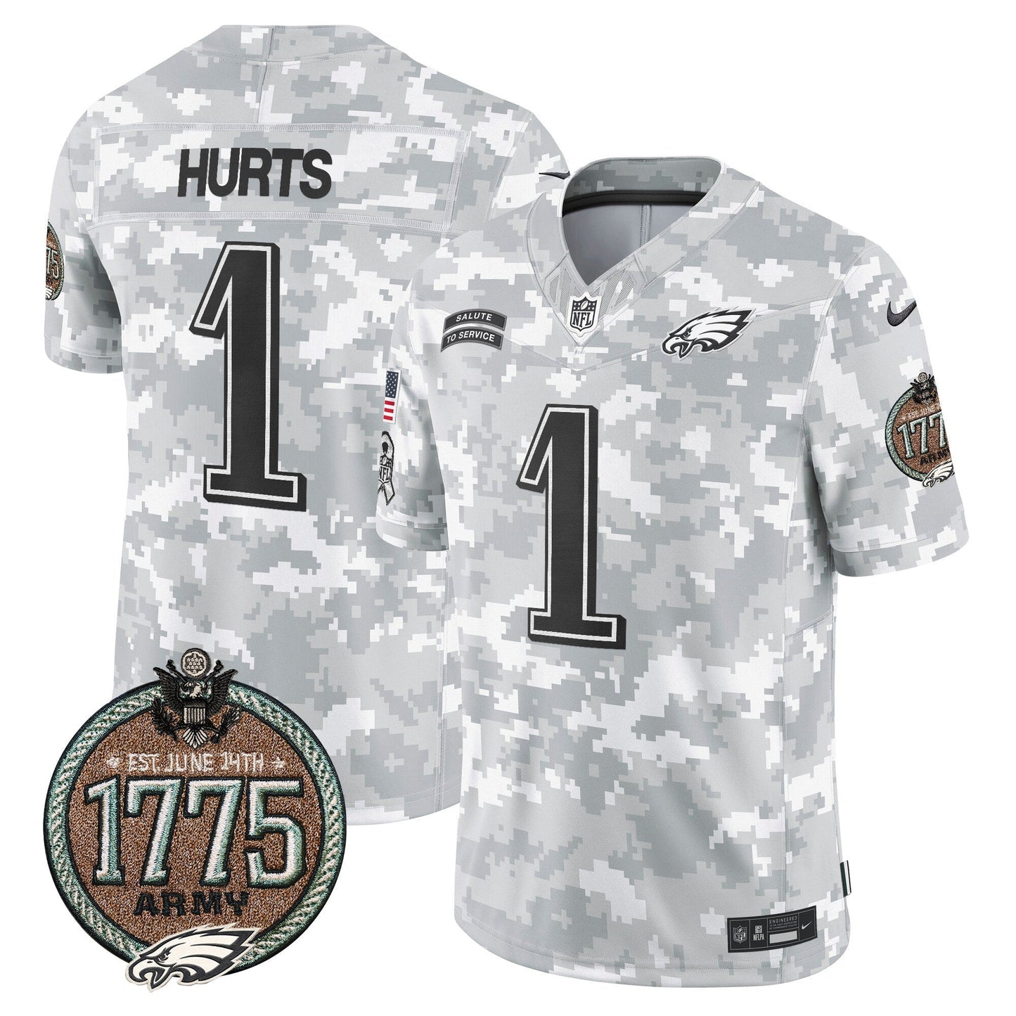Eagles 2024 Salute to Service Establishment Year Patch Vapor Limited Jersey - All Stitched