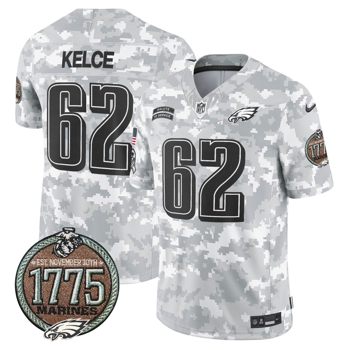 Eagles 2024 Salute to Service Establishment Year Patch Vapor Limited Jersey - All Stitched
