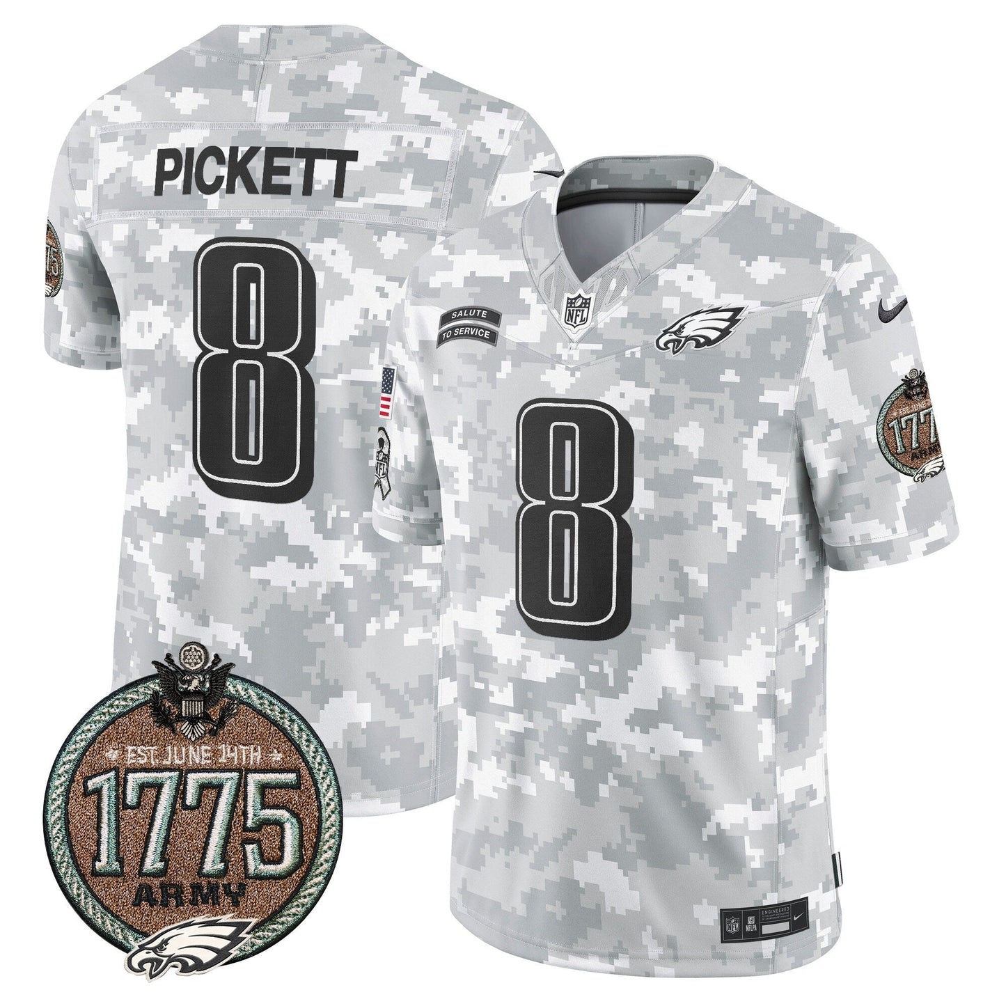 Eagles 2024 Salute to Service Establishment Year Patch Vapor Limited Jersey - All Stitched
