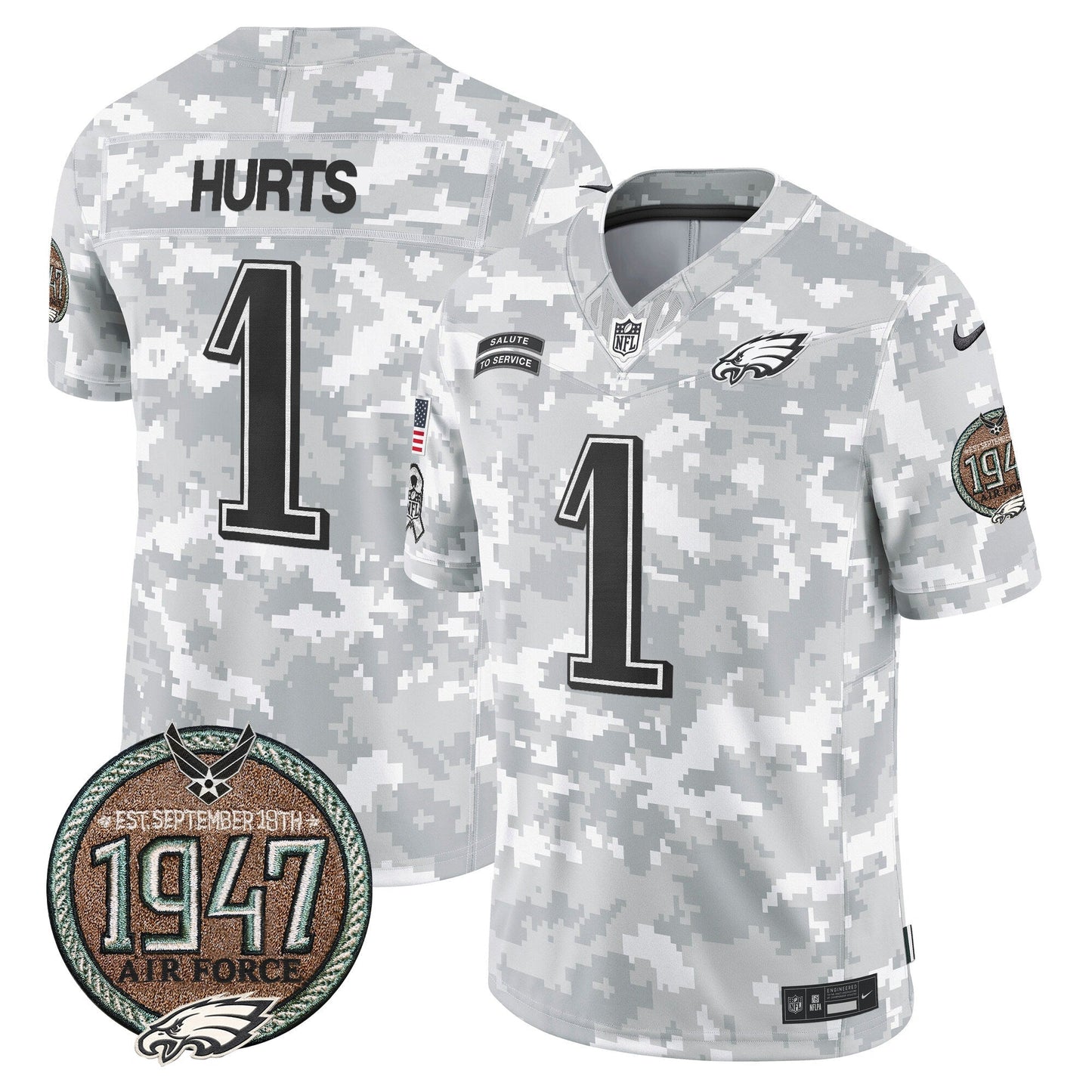 Eagles 2024 Salute to Service Establishment Year Patch Vapor Limited Jersey - All Stitched