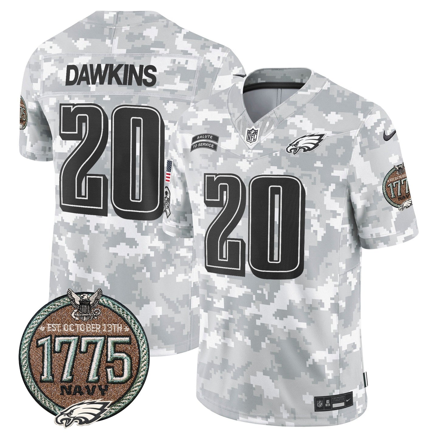 Eagles 2024 Salute to Service Establishment Year Patch Vapor Limited Jersey - All Stitched
