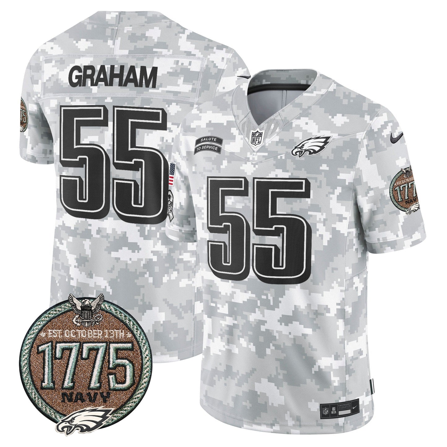 Eagles 2024 Salute to Service Establishment Year Patch Vapor Limited Jersey - All Stitched