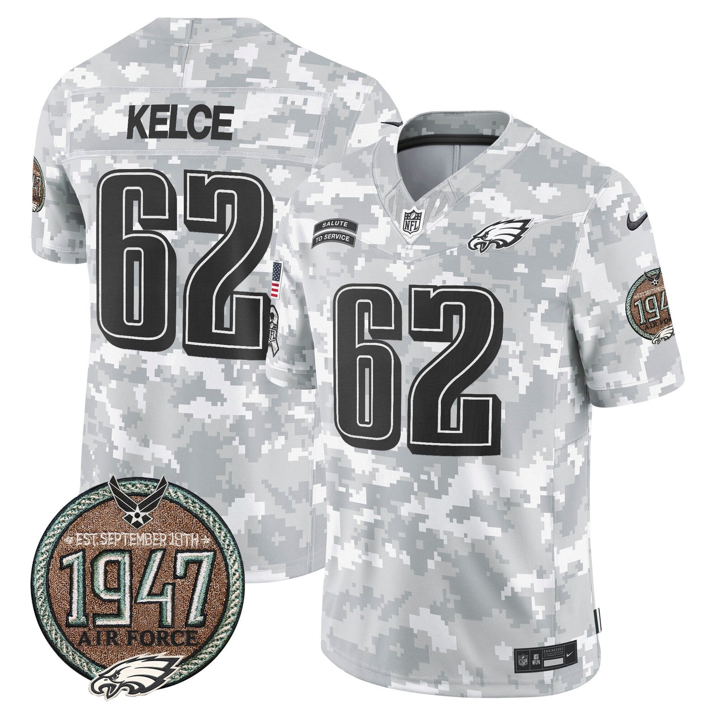 Eagles 2024 Salute to Service Establishment Year Patch Vapor Limited Jersey - All Stitched
