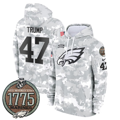Eagles 2024 Salute to Service Establishment Year Patch Fleece Pullover Hoodie