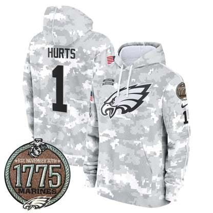 Eagles 2024 Salute to Service Establishment Year Patch Fleece Pullover Hoodie
