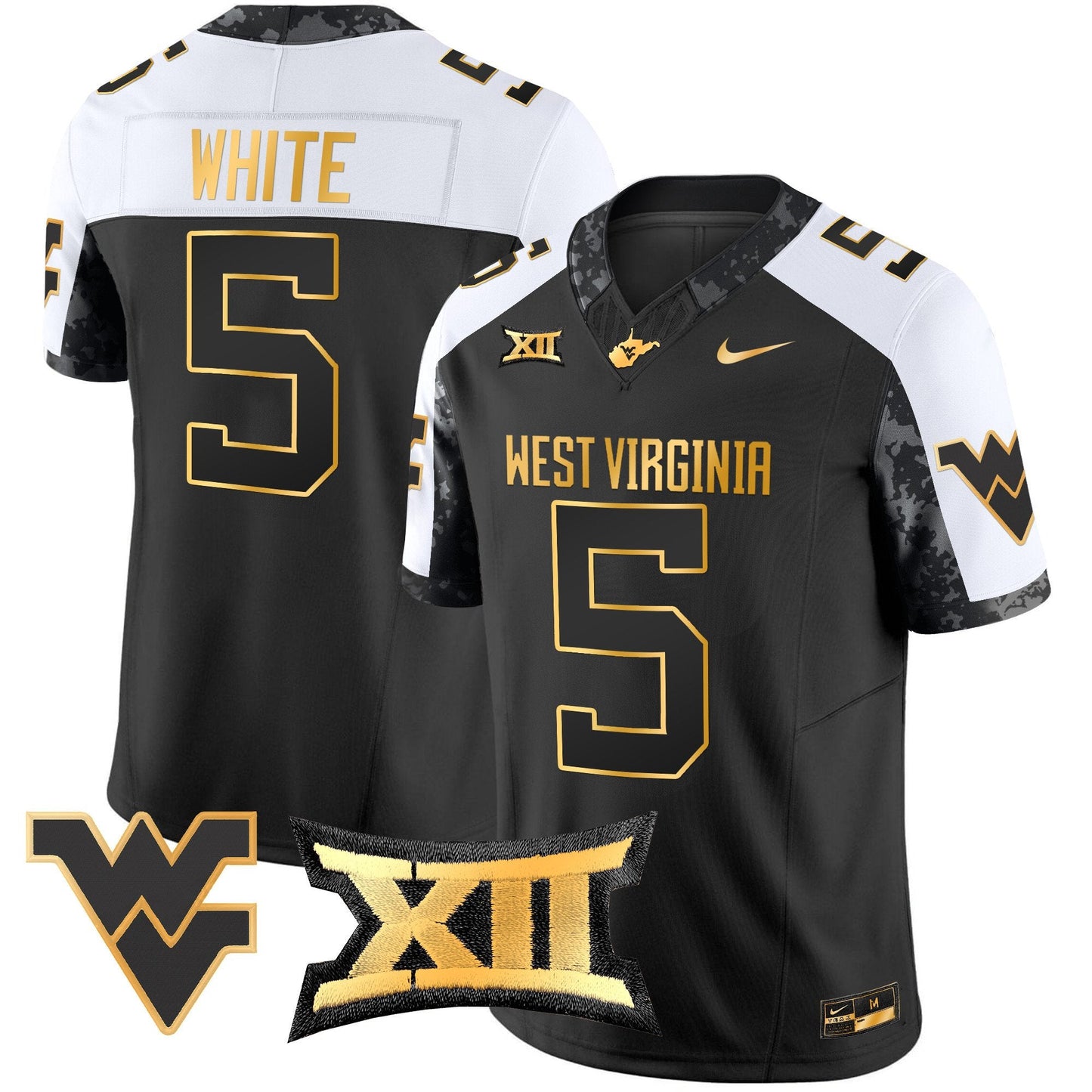 West Virginia Mountaineers 2024 Gold Vapor Limited Jersey - All Stitched