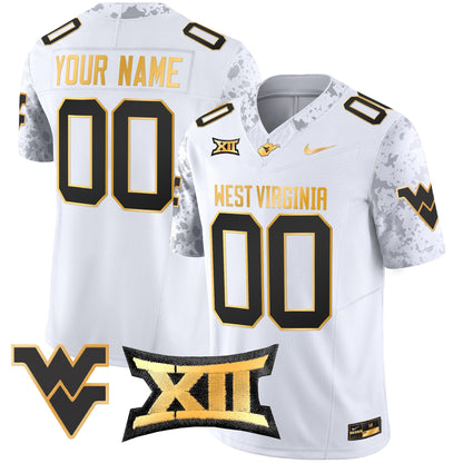 West Virginia Mountaineers 2024 Gold Vapor Limited Custom Jersey - All Stitched