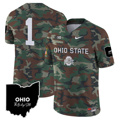 Ohio State Buckeyes 2024 Military Vapor Limited Jersey - All Stitched